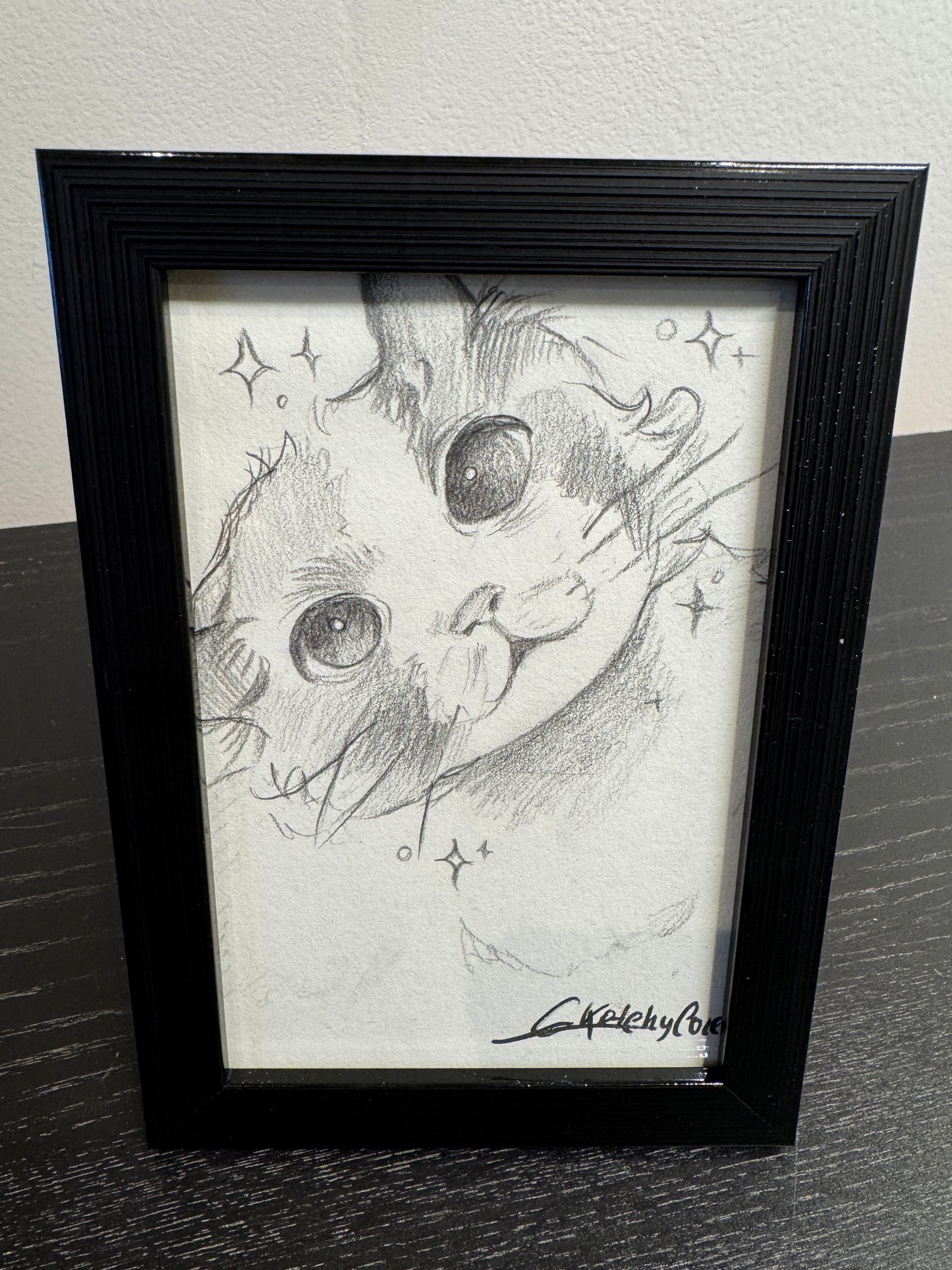 Dessin original et exemplaire unique crée par Sketchycore, format 110mm x 165mm avec son cadre