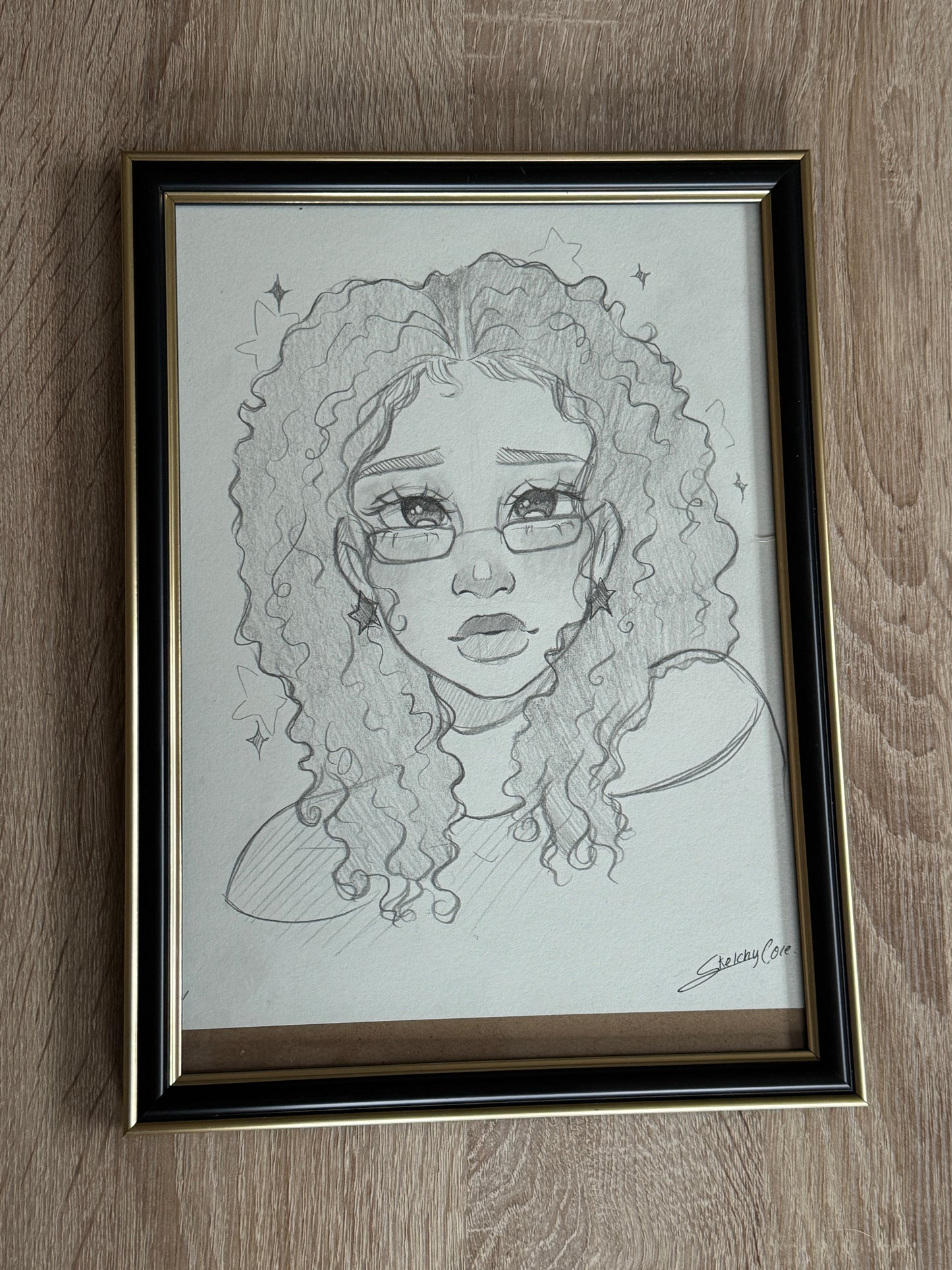 Dessin original et exemplaire unique de Sketchycore et son cadre format A4