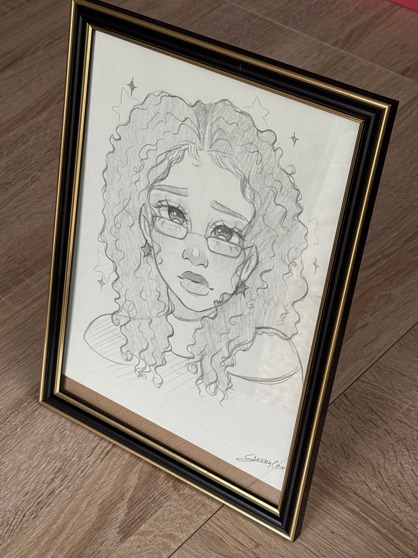 Dessin original et exemplaire unique de Sketchycore et son cadre format A4