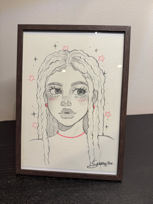 Dessin original unique Sketchycore avec cadre format A4